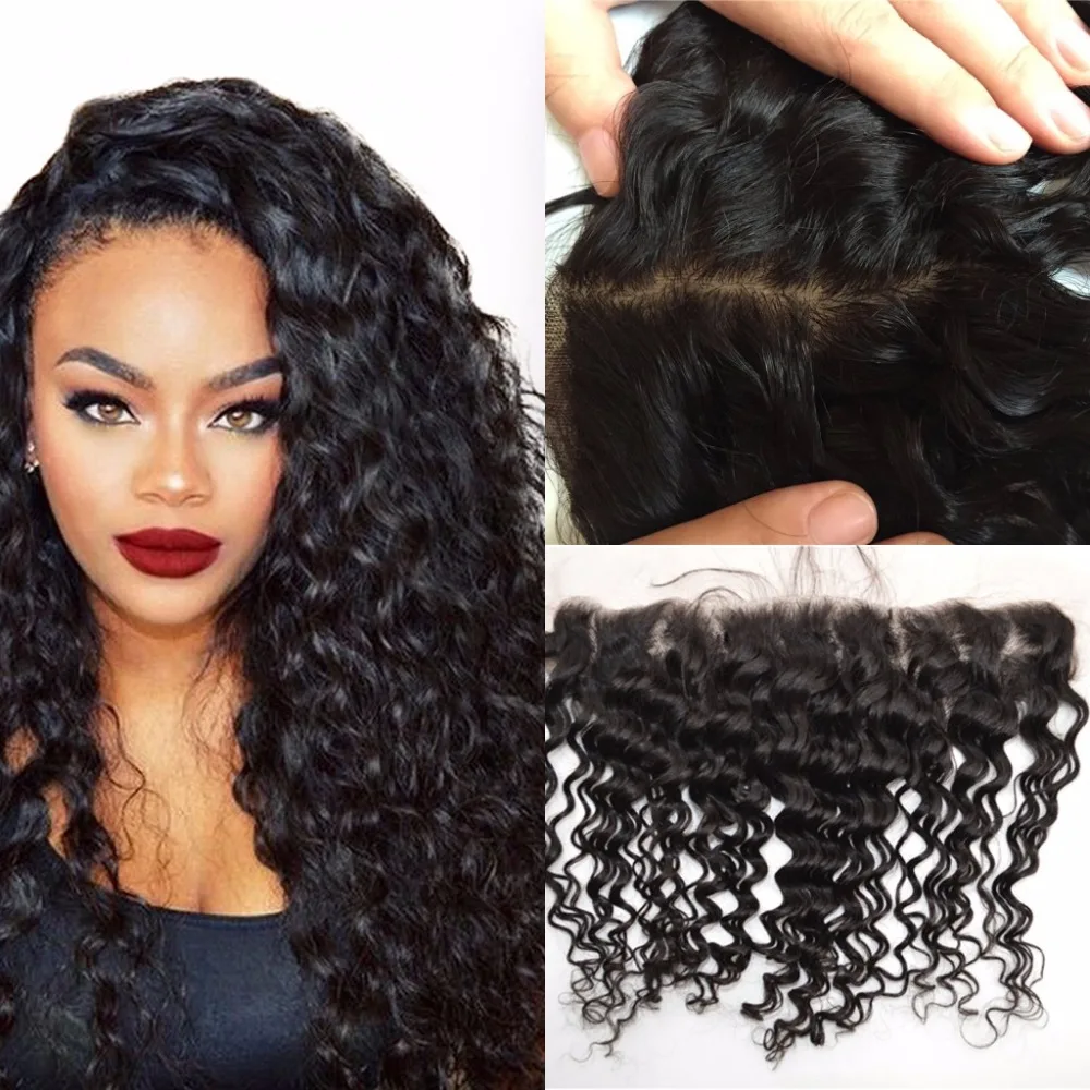 Virgin Human Hair Remy Peruvian Deep Wave Silk Base Lace Frontal