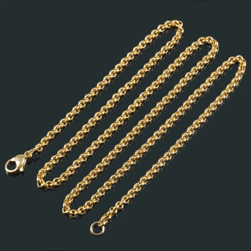 Vintage 3.0mm 316L stainless steel Silver/gold color chain necklaces women fashion sterling steel jewelry Chains 40-80cm
Vintage 3.0mm 316L stainless steel Silver/gold color chain necklaces women fashion sterling steel jewelry Chains 40-80cm