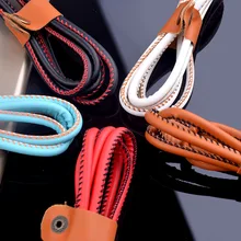 Micro USB Cable 1M Premium Leather Braided Cable for Samsung Xiaomi Huawei Android Wires Fast Charge Data Mobile Phone Cable(China)