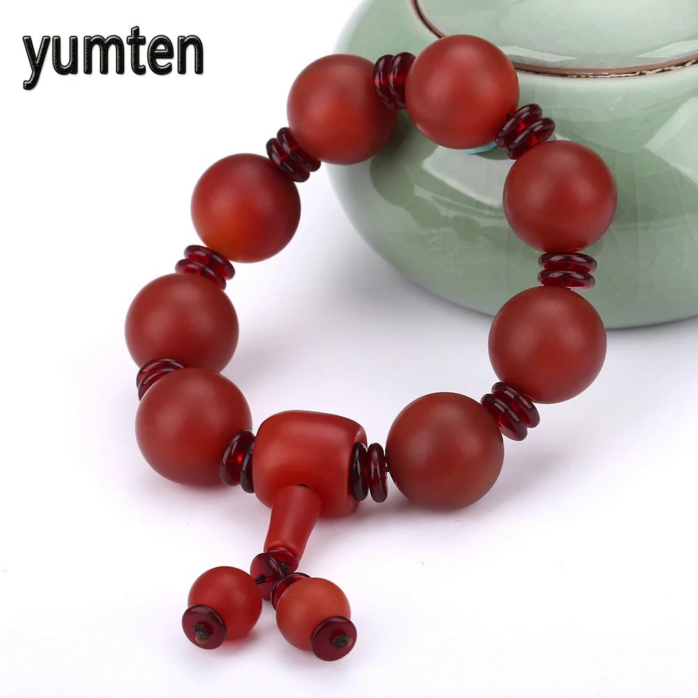 Yumten Для мужчин ретро браслет натуральный лунный камень китайский Стиль Jewelry