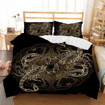 Gold Scorpion Bedding Set single double Queen king Meteor Scorpio Duvet Cover Constellation Bed Set Bohemian Black Bedclothes
Gold Scorpion Bedding Set single double Queen king Meteor Scorpio Duvet Cover Constellation Bed Set Bohemian Black Bedclothes
