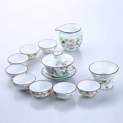 DeHua Ceramic Kung Fu Tea Set Complete Celadon Teapot GaiWan 12 Piece Cover Bowl Teacups Teapot Elegant Office Home Set
DeHua Ceramic Kung Fu Tea Set Complete Celadon Teapot GaiWan 12 Piece Cover Bowl Teacups Teapot Elegant Office Home Set