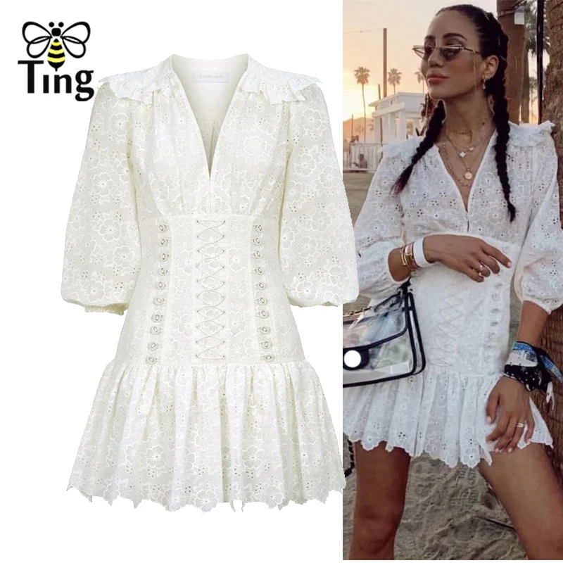 Tingfly Designer New Fashion V neck Mini Dress High Quality Ruffles Lace Embroidery Slim Mini Short Dress Casual Autumn Vestidos
Tingfly Designer New Fashion V neck Mini Dress High Quality Ruffles Lace Embroidery Slim Mini Short Dress Casual Autumn Vestidos
