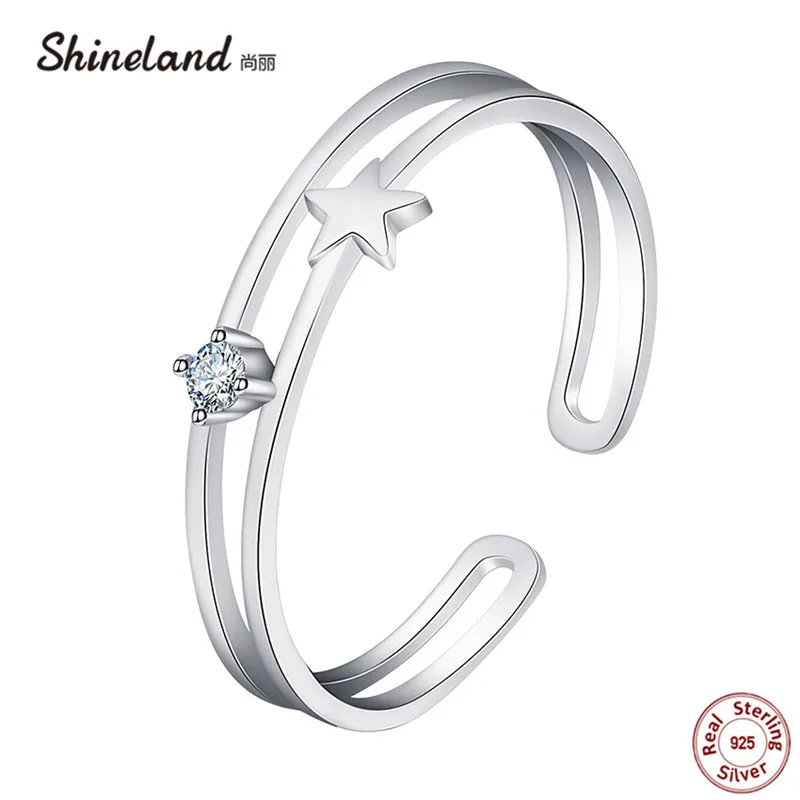 Shineland Star Authentic 100% 925 Sterling Silver Ring Clear Cubic Zirconia Double Circle Open Adjustable Anillos Mujer Gift Box
Shineland Star Authentic 100% 925 Sterling Silver Ring Clear Cubic Zirconia Double Circle Open Adjustable Anillos Mujer Gift Box