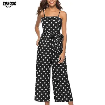 New Fashion Women Casual Spaghetti Straps Sleeveless Wide Legs Ankle length Belt Sexy Dot Jumpsuit
New Fashion Women Casual Spaghetti Straps Sleeveless Wide Legs Ankle length Belt Sexy Dot Jumpsuit