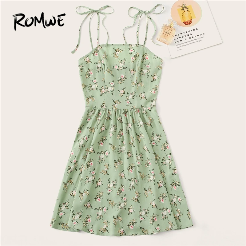 ROMWE Boho Green Pastel Ditsy Floral Self Tie Shoulder Summer Dress Women Fit and Flare Sleeveless Cute Shirred Mini Dresses
ROMWE Boho Green Pastel Ditsy Floral Self Tie Shoulder Summer Dress Women Fit and Flare Sleeveless Cute Shirred Mini Dresses