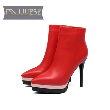 MLJUESE 2019 women ankle boots cow leather Rome style winter red color platform Stiletto boots thin heel high heel women boots
MLJUESE 2019 women ankle boots cow leather Rome style winter red color platform Stiletto boots thin heel high heel women boots