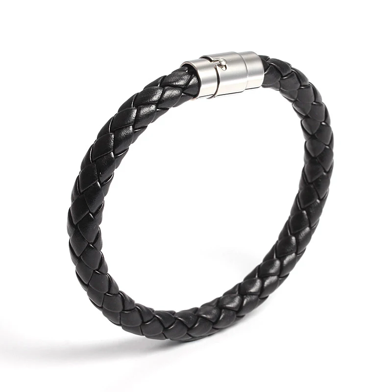 Gents Black Braided Cord Leather Bracelet with 10MM Stainless Steel Silverly Magnetic Buckle Men Jewelry 8.6 inch
Gents Black Braided Cord Leather Bracelet with 10MM Stainless Steel Silverly Magnetic Buckle Men Jewelry 8.6 inch