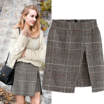 Queechalle 2020 Autumn Winter Mini Skirts Women Sexy Split Elastic Waist Loose A-line Skirt Female Fashion Plaid Skirt Gray
Queechalle 2020 Autumn Winter Mini Skirts Women Sexy Split Elastic Waist Loose A-line Skirt Female Fashion Plaid Skirt Gray