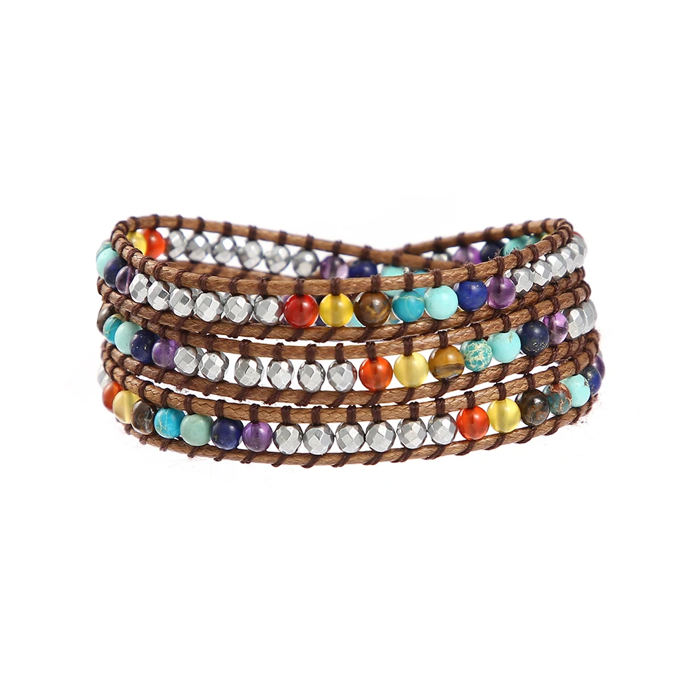 7 Chakra Natural Stone Healing Hematite Balancing Statement Wrap Around Rainbow Bracelet for Women
7 Chakra Natural Stone Healing Hematite Balancing Statement Wrap Around Rainbow Bracelet for Women
