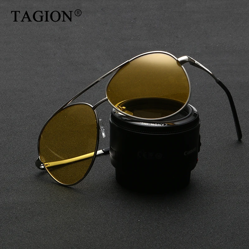 

2022 TAGION Classical Glasses Pilot Night Vision Sunglasses for Male Polarized Men's Car Driving Lenses 0623