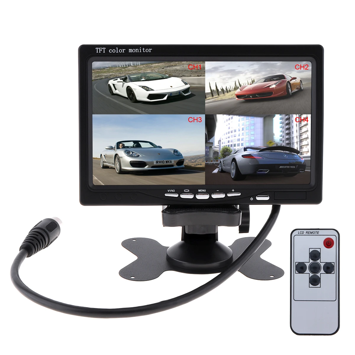 7 Inch 4 Split Quad Video Displays + Automatic Identify Input Signal TFT LCD Car Monitor with Stand-alone Headrest for Cars
7 Inch 4 Split Quad Video Displays + Automatic Identify Input Signal TFT LCD Car Monitor with Stand-alone Headrest for Cars