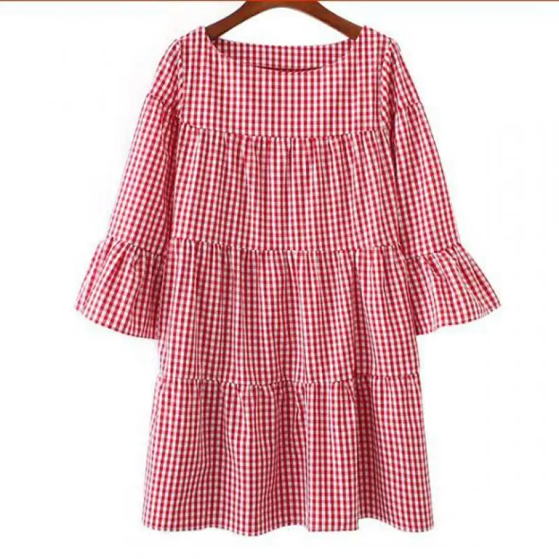 2019 Women Oversized Pleated Plaid Dress Elegant Flare Sleeve Loose Casual Sweet Summer Dress Vestidos 3/4 Sleeve Free Shipping
2019 Women Oversized Pleated Plaid Dress Elegant Flare Sleeve Loose Casual Sweet Summer Dress Vestidos 3/4 Sleeve Free Shipping
