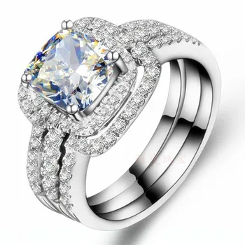 3CT Two in One Fancy Jewelry Promise Solid AU585 White Gold Quality Synthetic Carbon Band Rings Set for Women Wedding
3CT Two in One Fancy Jewelry Promise Solid AU585 White Gold Quality Synthetic Carbon Band Rings Set for Women Wedding