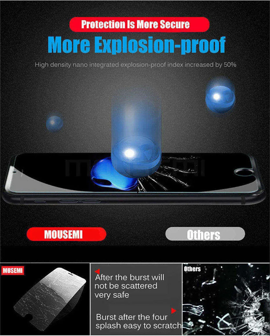 MOUSEMI 9H Ultra-Thin Tempered Glass For iPhone 7 Screen Protectors 2.5D Protective Glass For iPhone X 6 7 8 Plus se 5s Glass On (2)