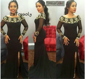 Custom Made Black Mermaid Evening Dress Long Sleeves 2019 Front Slits Beaded Neck Black Girls Formal Prom Dress Plus Size
Custom Made Black Mermaid Evening Dress Long Sleeves 2019 Front Slits Beaded Neck Black Girls Formal Prom Dress Plus Size