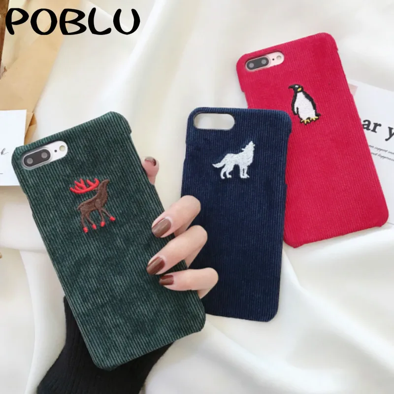POBLU Luxury Embroidery Winter Fabric Cloth Phone Cases For iPhone 6S 7 8 Plus Cute Elk Penguin Wolf Soft Cover For iPhone X XS
POBLU Luxury Embroidery Winter Fabric Cloth Phone Cases For iPhone 6S 7 8 Plus Cute Elk Penguin Wolf Soft Cover For iPhone X XS