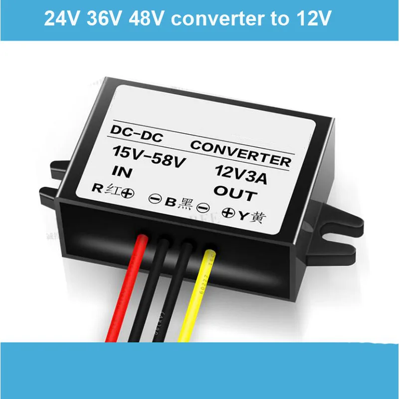 24V 36V 48V DC to DC converter 12V voltage step down transformer voltage module with 3A output
24V 36V 48V DC to DC converter 12V voltage step down transformer voltage module with 3A output