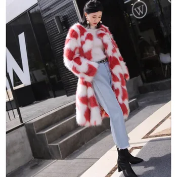 FOLOBE 2020 Autumn Winter Fashion Red White Contrast Color Faux Fox Fur Coat Women Loose Imitation Fur Long Women Outerwear 
FOLOBE 2020 Autumn Winter Fashion Red White Contrast Color Faux Fox Fur Coat Women Loose Imitation Fur Long Women Outerwear