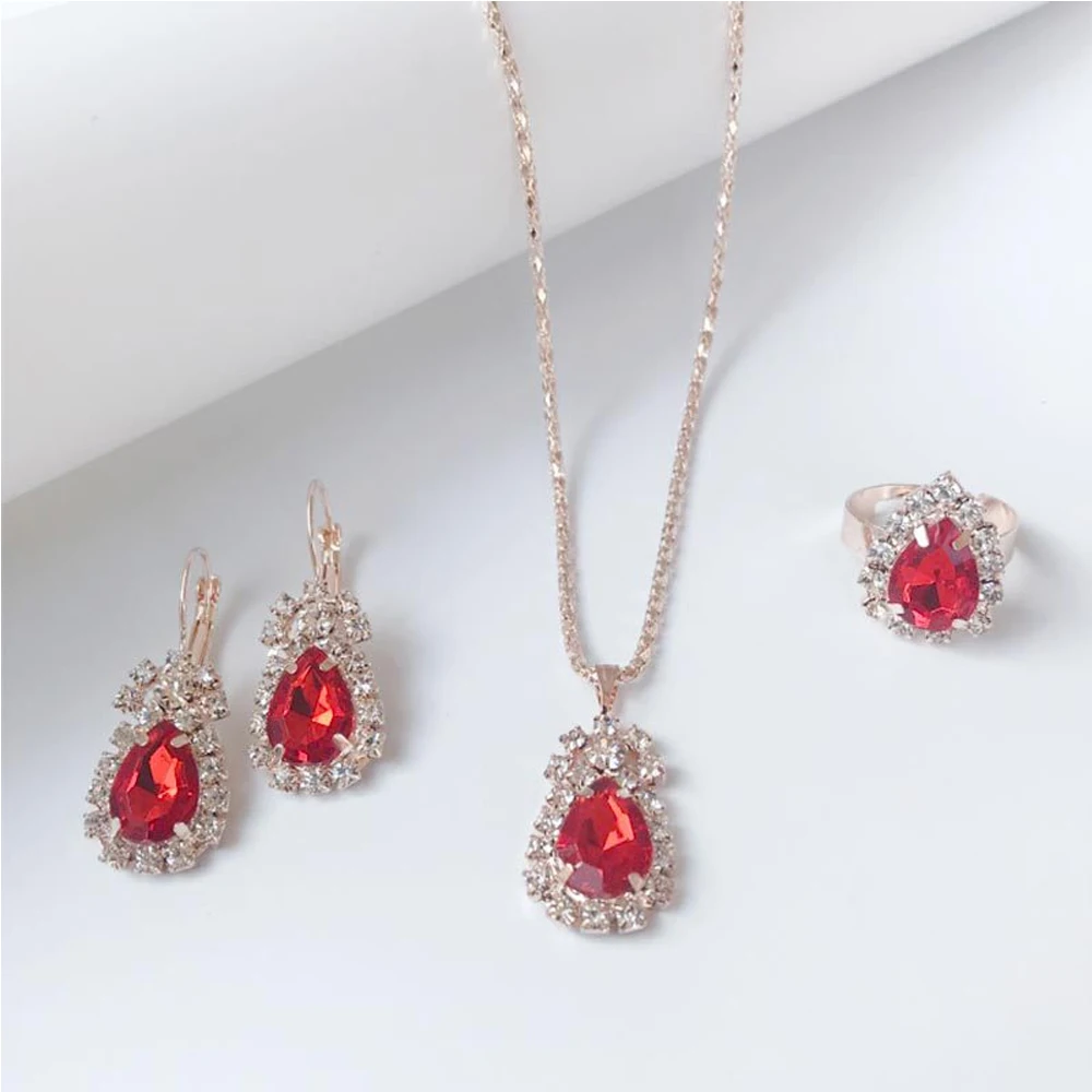 Occident fashion Simple Water Drop bridal ornaments Three pieces set of water droplets necklace earrings ring Set
Occident fashion Simple Water Drop bridal ornaments Three pieces set of water droplets necklace earrings ring Set