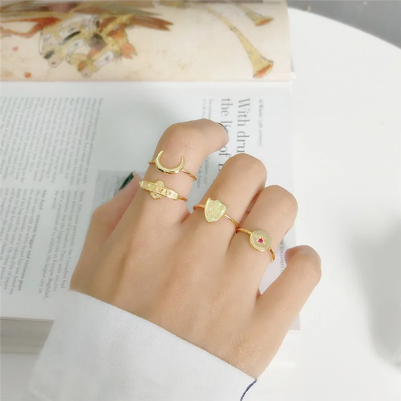 Fashion 925 Sterling Silver Rings Letter Baby Moon-Star-Shield Simple Design Adjustable Rings for Women Party Jewelry anillos
Fashion 925 Sterling Silver Rings Letter Baby Moon-Star-Shield Simple Design Adjustable Rings for Women Party Jewelry anillos