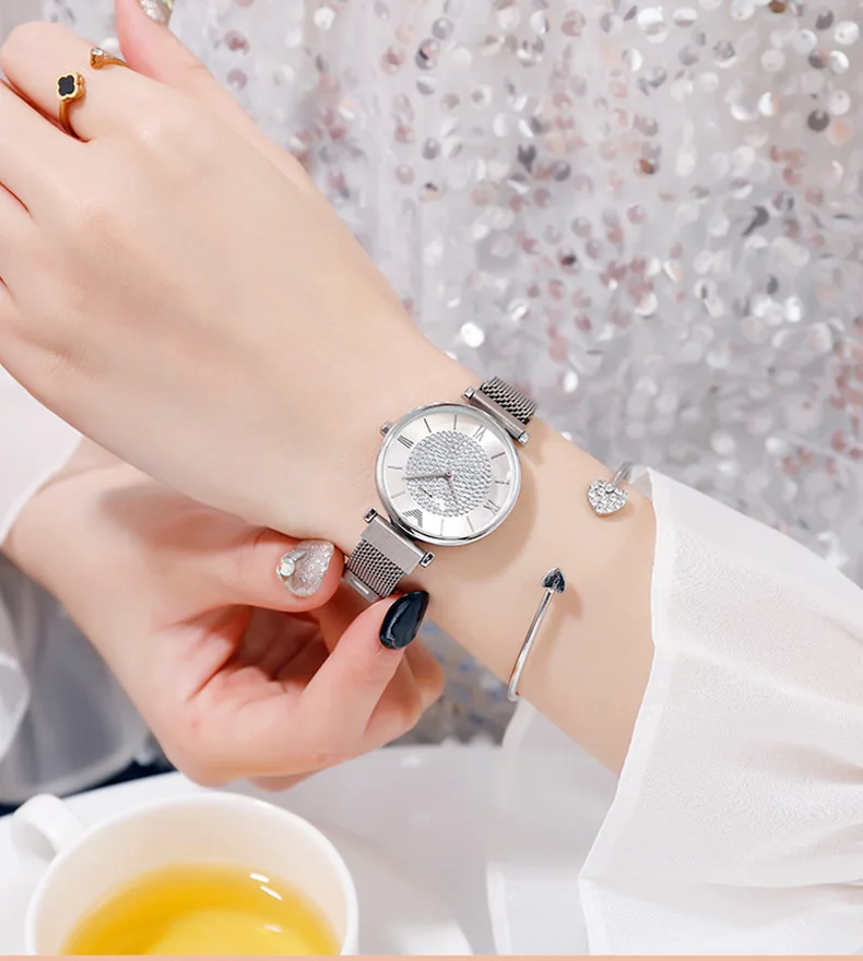 Luxury Brand Ladies Watch Star Sky Diamond Dial Women Bracelet Watches Magnetic Stainless Steel Leather Wristwatches Reloj Mujer 14 HTB10tY2e8WD3KVjSZFsq6AqkpXae