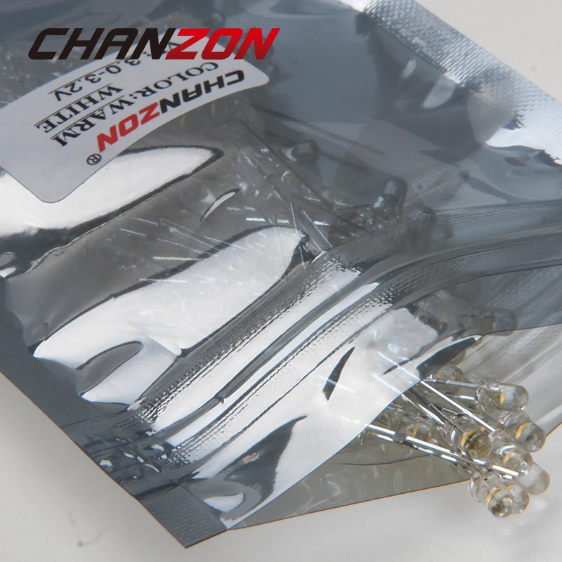CHANZON 100 шт. прозрачные линзы LED 3 мм теплый белый круглый верх Прозрачный Ультра