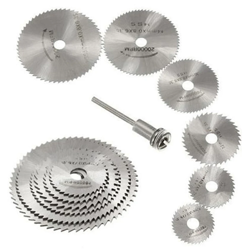7 Pcs Mini High-Speed Steel HSS Circular Saw Blade Web Bit Cutting Discs Mandrel Cutoff Cutter and Extension Rod for Rotary Tool
7 Pcs Mini High-Speed Steel HSS Circular Saw Blade Web Bit Cutting Discs Mandrel Cutoff Cutter and Extension Rod for Rotary Tool