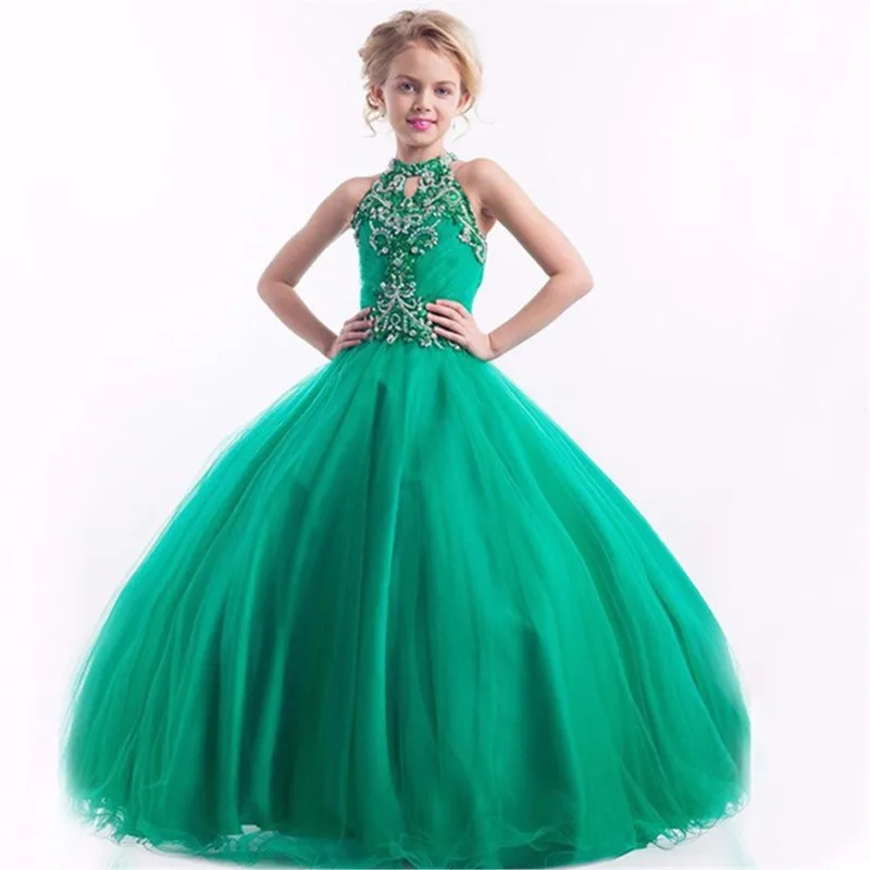 Green Ball Gown Elegant Crystal Beads Flower Girl Dresses Floor Length First Communion Dresses For Girls Kids Evening Gowns 
Green Ball Gown Elegant Crystal Beads Flower Girl Dresses Floor Length First Communion Dresses For Girls Kids Evening Gowns