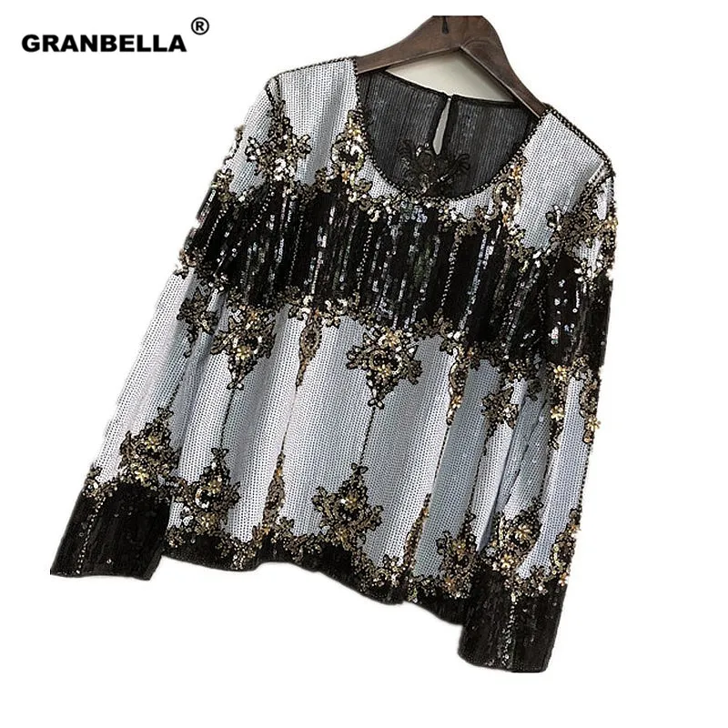 French catwalk palace Bling glitters shirts blouses Runway Celebrities Sequined blouses beaded Shirt blouse blusa camisa
French catwalk palace Bling glitters shirts blouses Runway Celebrities Sequined blouses beaded Shirt blouse blusa camisa