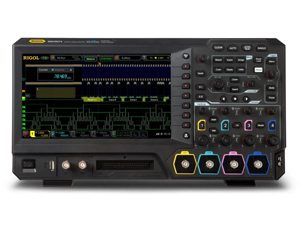 Rigol MSO5074 - Four Channel, 70 MHz Digital / Mixed Signal Oscilloscope
Rigol MSO5074 - Four Channel, 70 MHz Digital / Mixed Signal Oscilloscope
