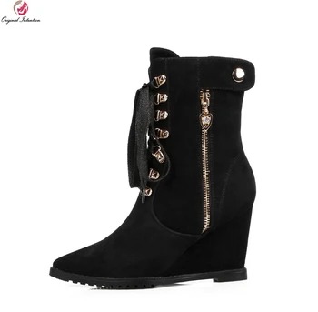 Original Intention New High-quality Women Ankle Boots Sexy Pointed Toe Wedges Boots Elegant Black Shoes Woman US Size 3.5-13
Original Intention New High-quality Women Ankle Boots Sexy Pointed Toe Wedges Boots Elegant Black Shoes Woman US Size 3.5-13