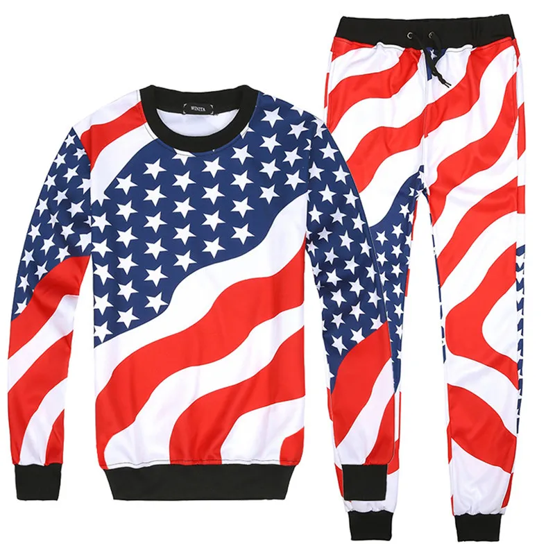 Men American Flag Pattern Print Suits 2 pieces Set Male Hip Hop Joggers O-Neck Sweatshirts+Pants Tracksuit Mens Hoodies Set
Men American Flag Pattern Print Suits 2 pieces Set Male Hip Hop Joggers O-Neck Sweatshirts+Pants Tracksuit Mens Hoodies Set