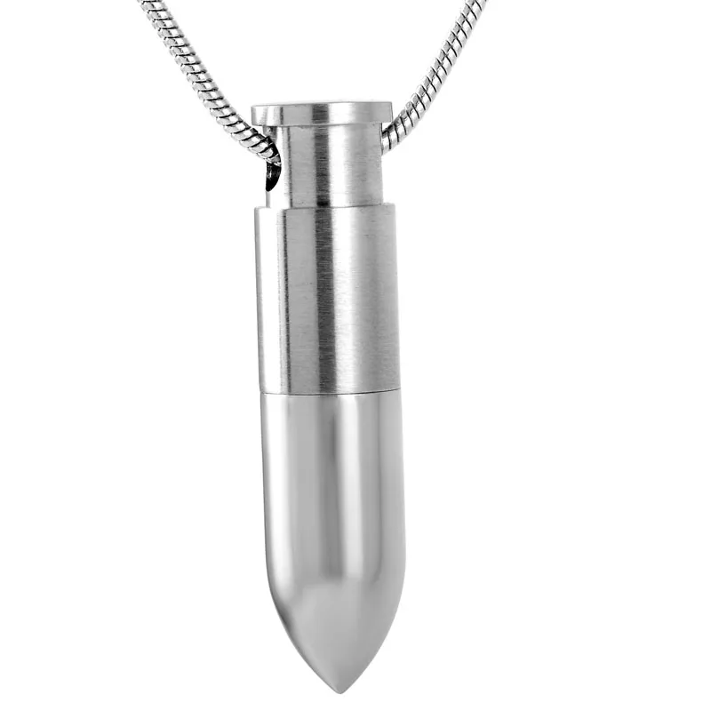 KLH9159 Unique Silver Bullet Secret Message Capsule Pendant Necklace - Stainless Silver Bullet Stash Cremation Jewelry
KLH9159 Unique Silver Bullet Secret Message Capsule Pendant Necklace - Stainless Silver Bullet Stash Cremation Jewelry
