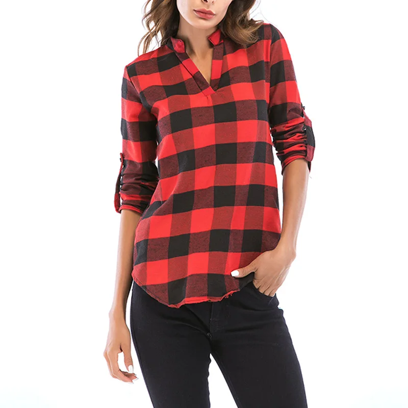 Plus Size 3XL 4XL 5XL 6xl Womens Tops and Blouses 2019 Spring V Neck Fashion Long Sleeve White Red Plaid Print Loose Slim Shirts
Plus Size 3XL 4XL 5XL 6xl Womens Tops and Blouses 2019 Spring V Neck Fashion Long Sleeve White Red Plaid Print Loose Slim Shirts