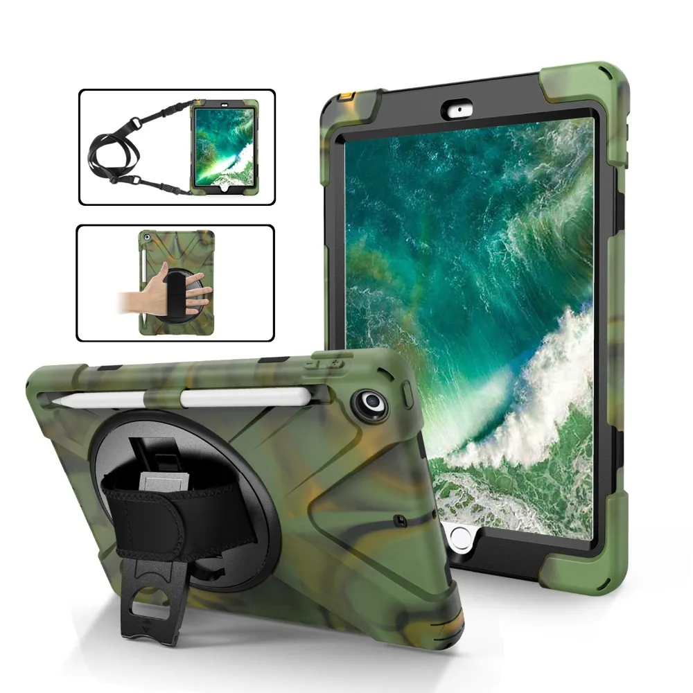 For iPad Pro 10.5 / Air 10.5 Pen Holder Case, Rugged Case with a 360 Degree Swivel Kickstand/a Hand Strap/a Shoulder Strap Cover
For iPad Pro 10.5 / Air 10.5 Pen Holder Case, Rugged Case with a 360 Degree Swivel Kickstand/a Hand Strap/a Shoulder Strap Cover