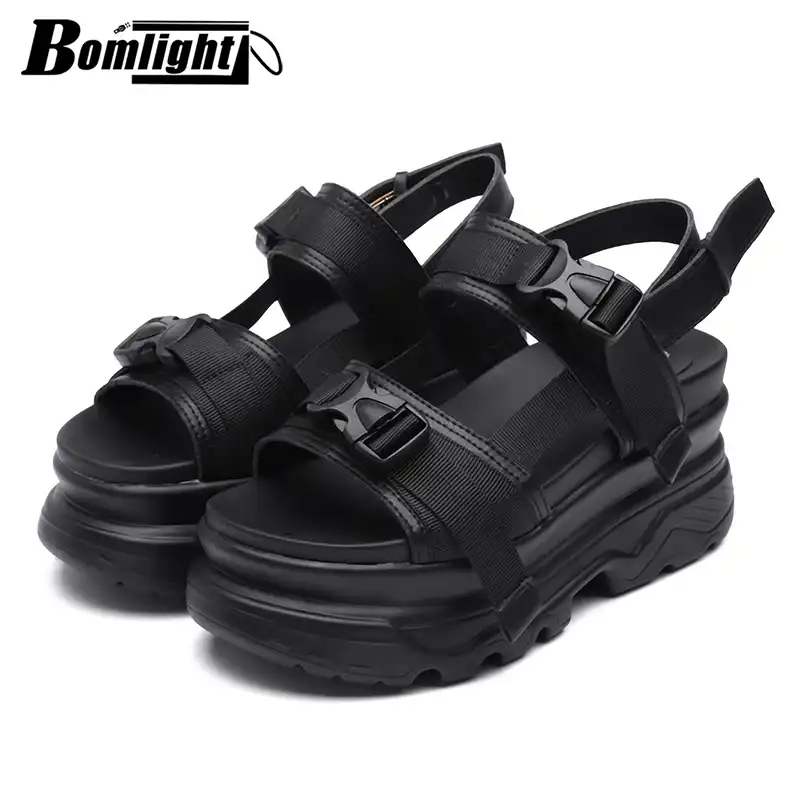 black sandals with thick soles