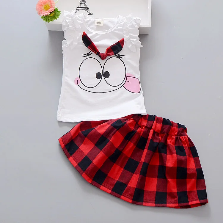 Retail Children's Clothing T-shirt & Plaid Skirt Girl's Set Summer Baby Girl 2 Pieces Sets X051
Retail Children's Clothing T-shirt & Plaid Skirt Girl's Set Summer Baby Girl 2 Pieces Sets X051