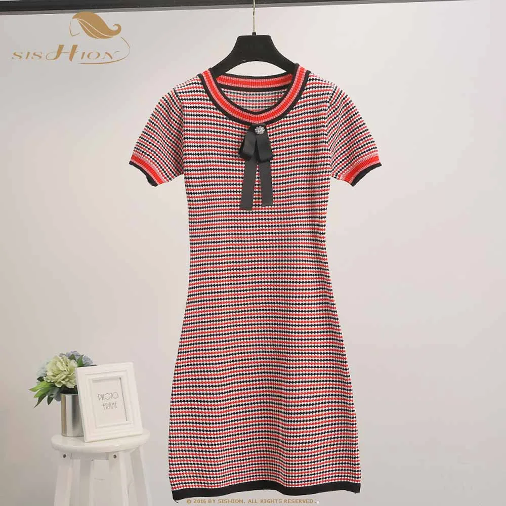 SISHION 2019 autumn New bow French striped dress female Turn-down collar knit high waist women dress SP0207
SISHION 2019 autumn New bow French striped dress female Turn-down collar knit high waist women dress SP0207