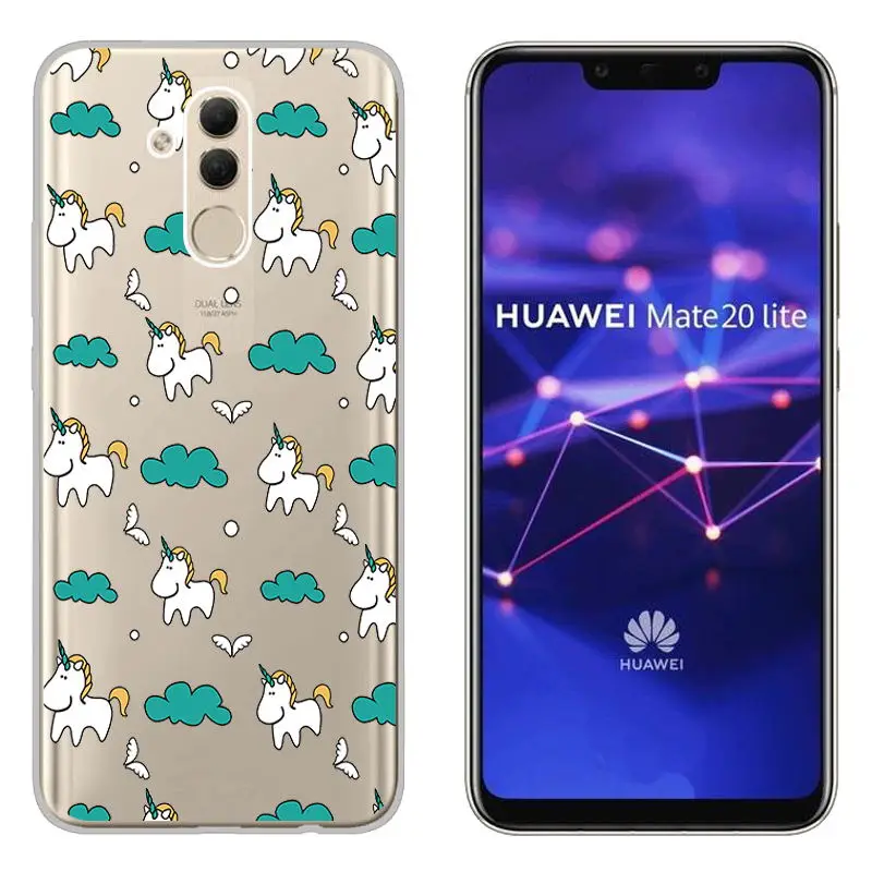 Clear Patterned Slim Soft Rubber Silicone Case Cover sFor Huawei Mate 20 Lite Ultra Thin Capa Coque For Huawei Mate 20 Lite Case (15)