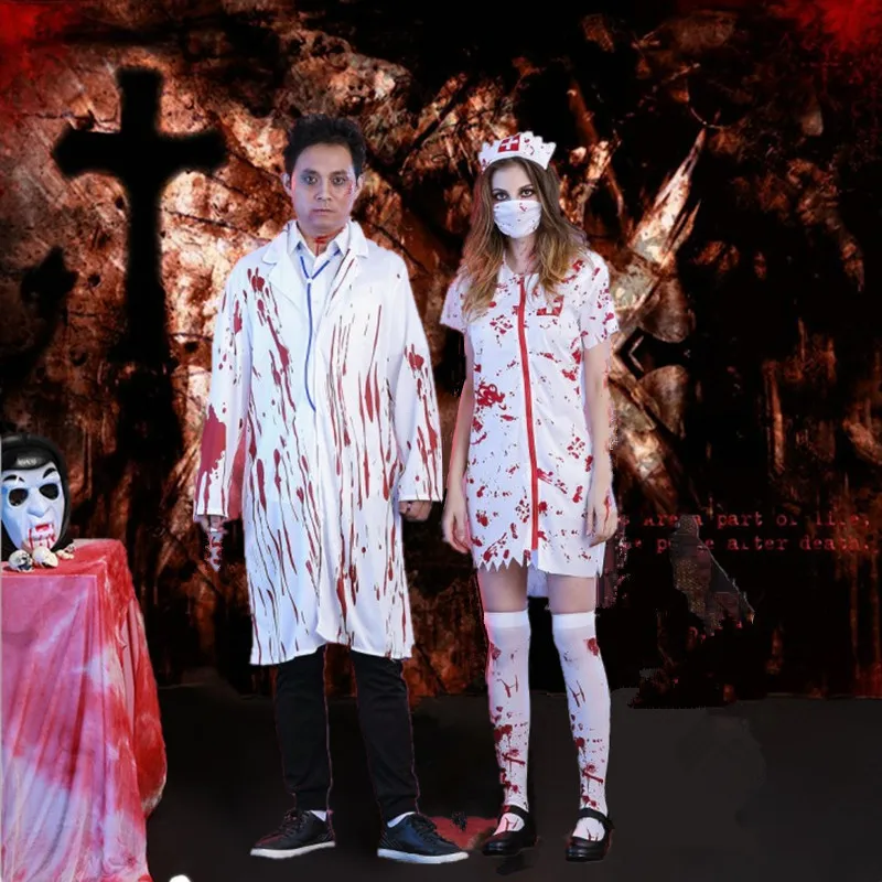 Halloween masquerade party dress couple horror male doctor COS suit horror bloody female nurses wear adult
Halloween masquerade party dress couple horror male doctor COS suit horror bloody female nurses wear adult