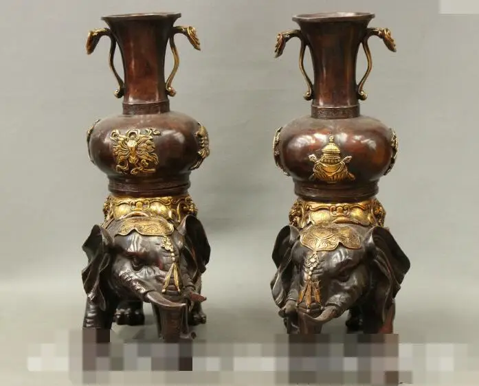 song voge gem S6740 17"China Bronze Gilt 8 Auspicious Symbol Elephant RuYi Statue Zun Vase Pot Pair
song voge gem S6740 17"China Bronze Gilt 8 Auspicious Symbol Elephant RuYi Statue Zun Vase Pot Pair