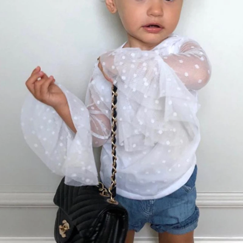 2018 Summer Top Girls Shirts White Top Long Sleeve Polka Dot Transparent Plain T Shirt Chiffon White Shirt Kids Clothes Girls
2018 Summer Top Girls Shirts White Top Long Sleeve Polka Dot Transparent Plain T Shirt Chiffon White Shirt Kids Clothes Girls