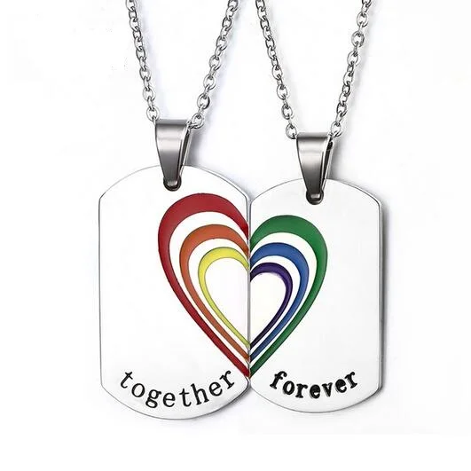 Couple Necklace Pendant Stainless Steel Gay Pride Rainbow Heart Wedding Jewelry Lesbian LGBT Chain
Couple Necklace Pendant Stainless Steel Gay Pride Rainbow Heart Wedding Jewelry Lesbian LGBT Chain