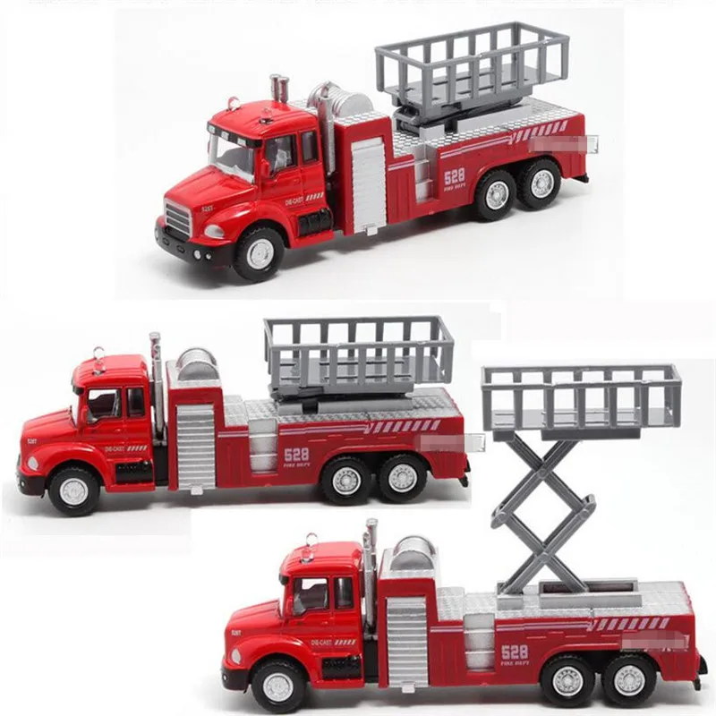 Mini Small Fire Engine Truck Toy with Extending Ladder LED Lights Siren Sounds Go Action (5)