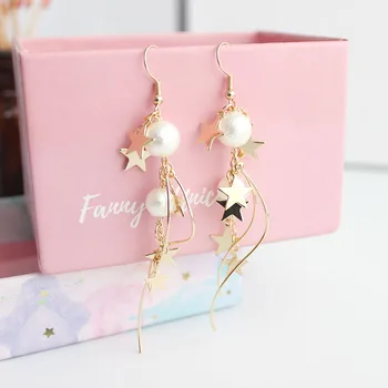 SANSUMMER 2020 New Style Fashionable Five Pointed Star Pearl S Type Long Style Chain Earrings Temperament Female Accessories 505
SANSUMMER 2020 New Style Fashionable Five Pointed Star Pearl S Type Long Style Chain Earrings Temperament Female Accessories 505