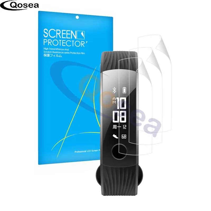 Qosea (3 упаковки) для huawei Honor Band 3 Защитная пленка экрана 3X прозрачная защита ЖК