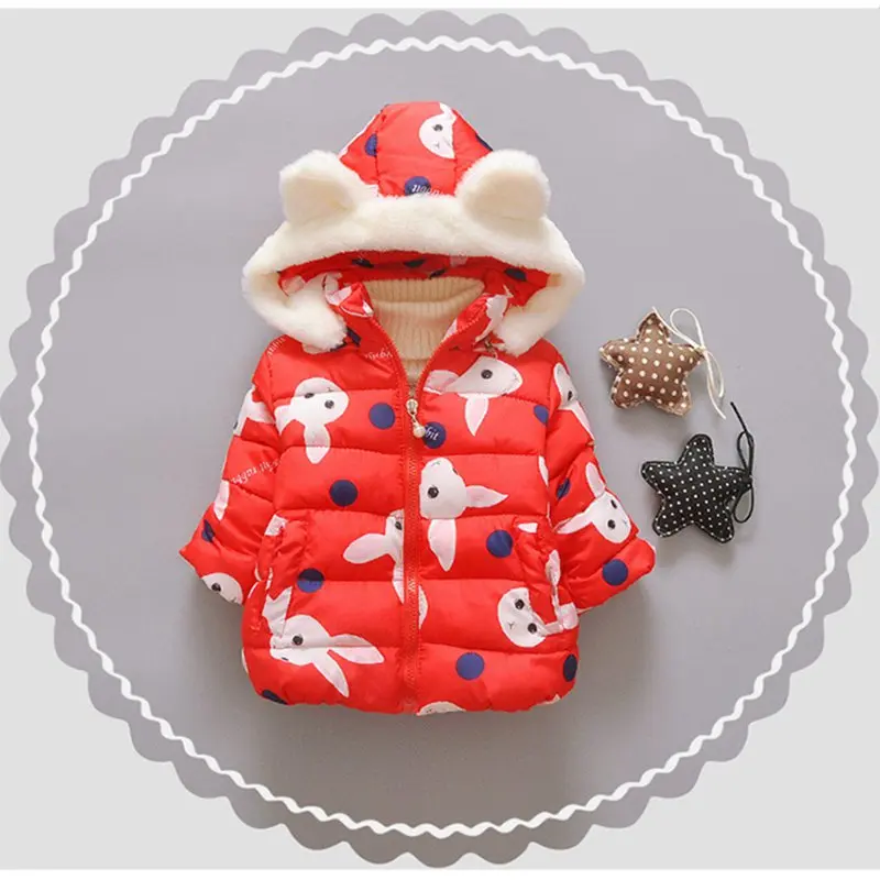 Baby girl Coat In Winter Leisure style Cartoon Rabbit head Warm and lovely zipper jacket Kids Children are not afraid of cold (3)