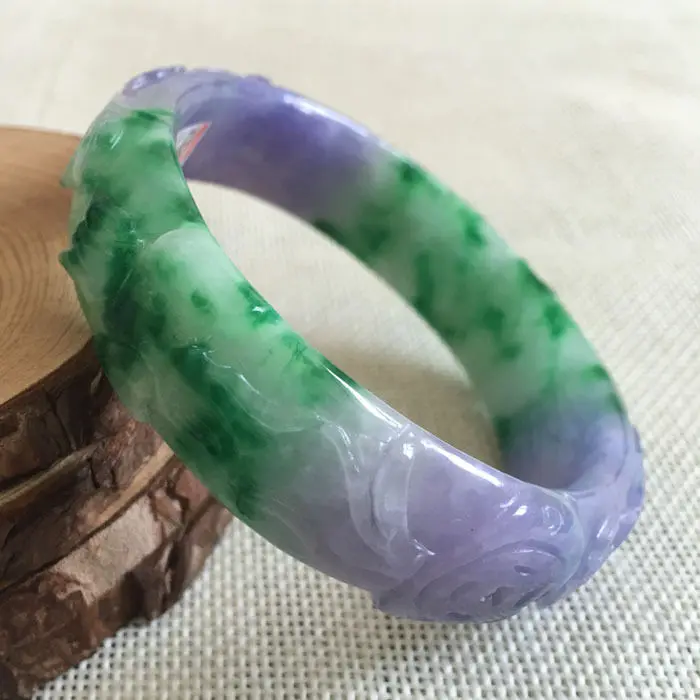 1996 Chinese Hand-carved Lavende Purple Green Jadeite Jade Bangle Bracelet 60mm 28% 10.13
1996 Chinese Hand-carved Lavende Purple Green Jadeite Jade Bangle Bracelet 60mm 28% 10.13