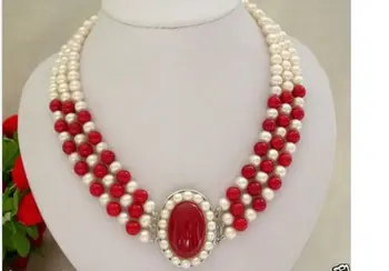 shipping> >>>> classic 3rows 7--8mm round white freshwater pearls red bead necklace 6.07 women wedding Noble style
shipping> >>>> classic 3rows 7--8mm round white freshwater pearls red bead necklace 6.07 women wedding Noble style